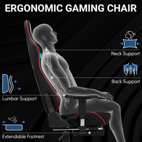 Chaise Gaming Ergonomique avec Support Lombaire Ergonomie