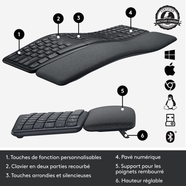 Clavier Ergonomique Sans Fil Compatibilité